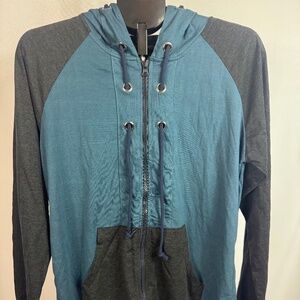 Kayden K Los Angeles Zip Up Hoodie Teal Charcoal Women’s Medium NWT